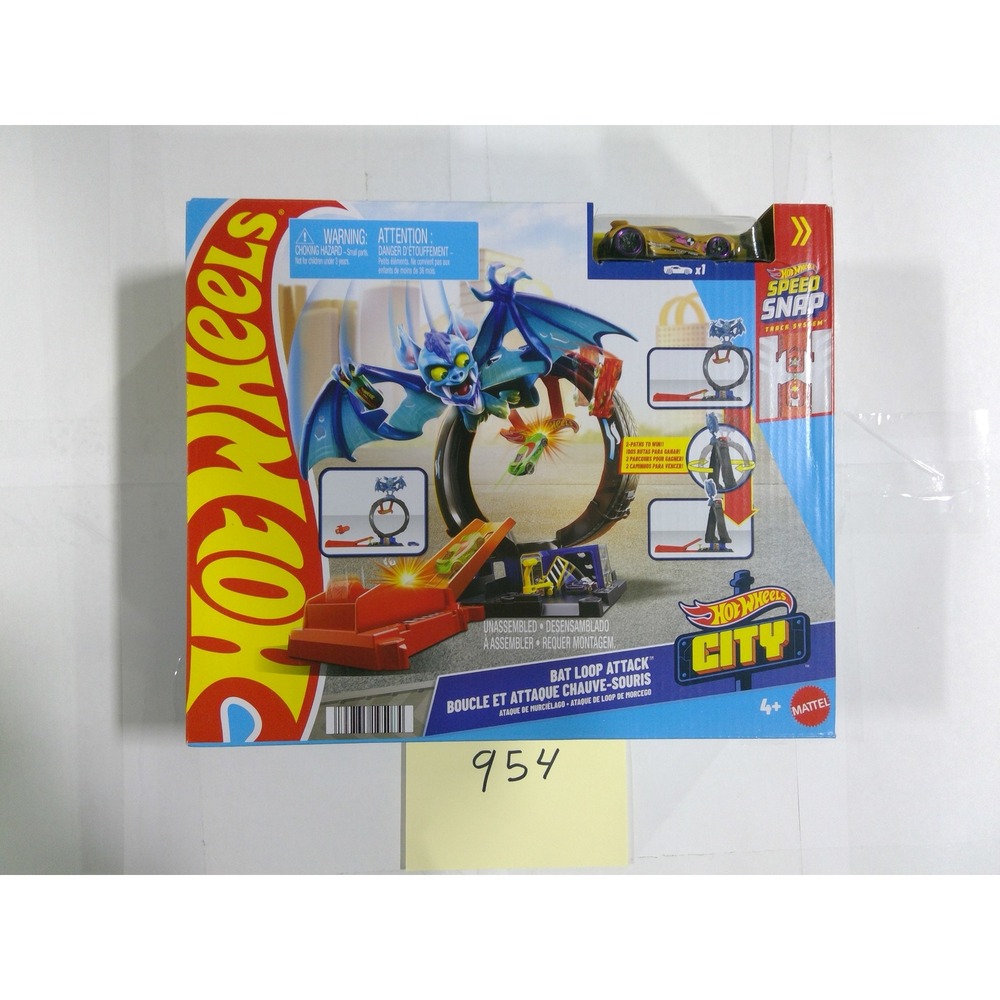 Hot Wheels City Bat Loop Attack Playset Kids New Blue Orange Track Set HKB89